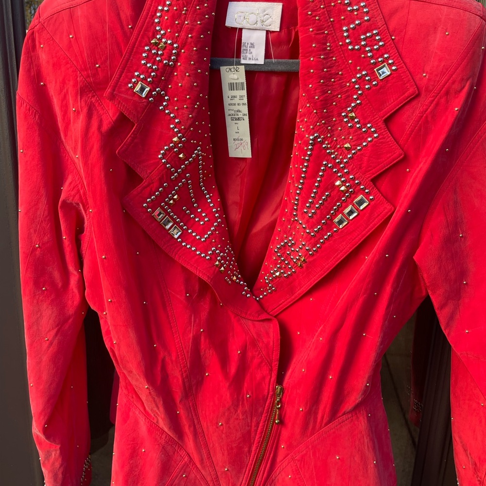 Cache Deadstock redJacket with Intricate Silver and Gold Embellishments